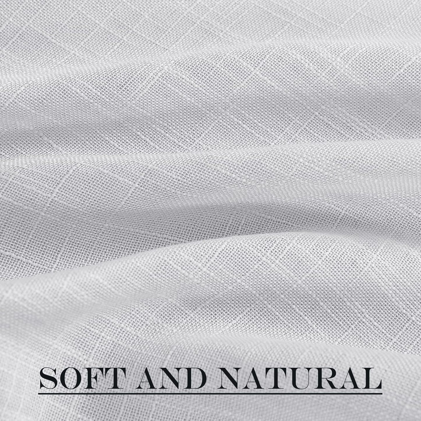 NICETOWN Linen Door Curtains 40 Inches Long, Dual Rod Pocket Semi Sheer Sidelight French Door Curtains for Kitchen Glass with Tieback for Privacy Protection, W26 x L40, 1 Panel, Light Grey