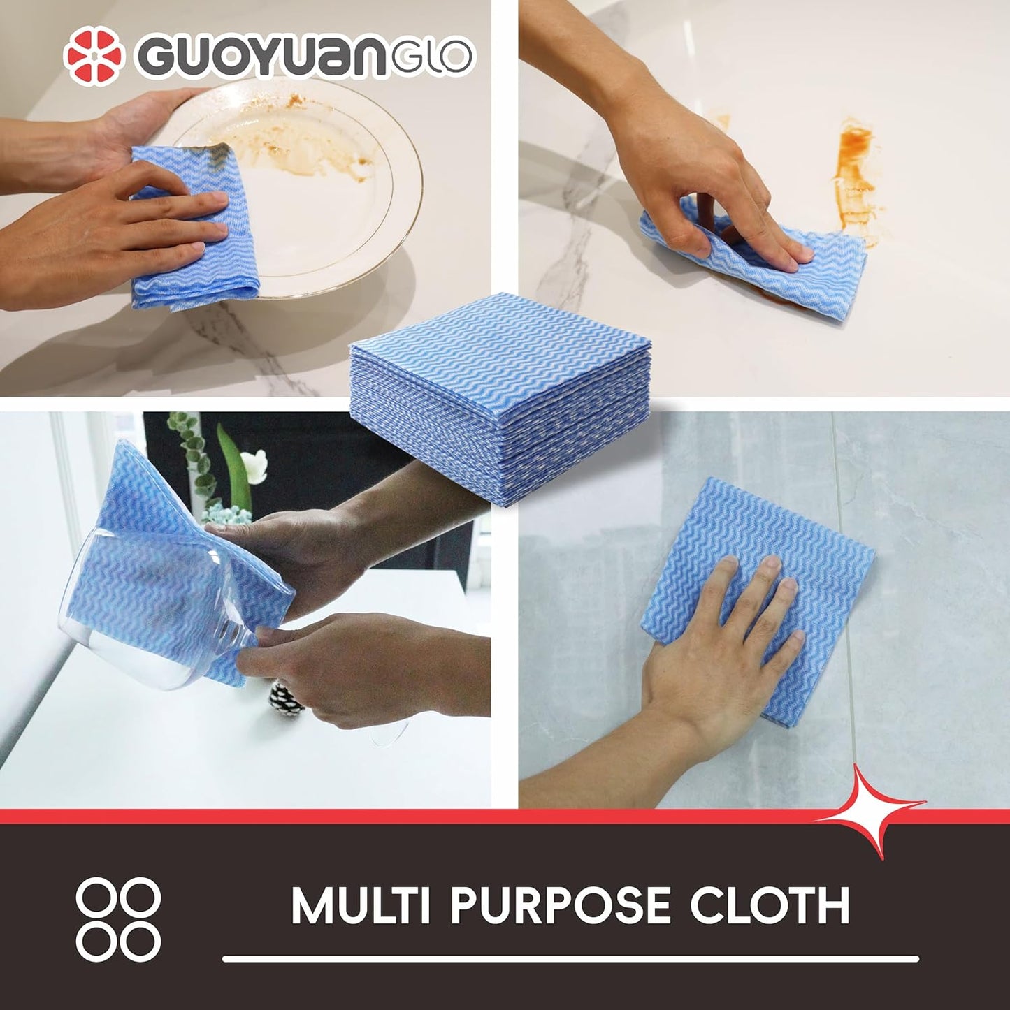 Disposable Cleaning Cloths Reusable Dsih Cloths for Kitchen Disposable Dish Rag Dry Fast 11.8x11.8 inch Pack of 100, Blue