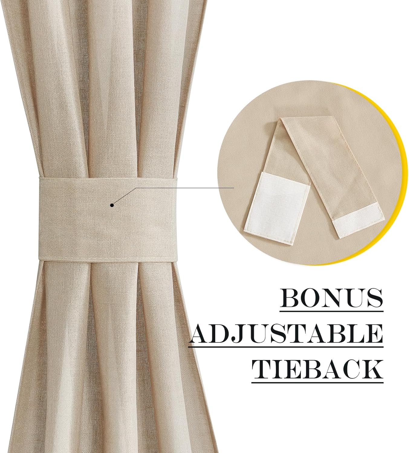 NICETOWN Door Curtains for Window 72 inch Length, Linen Blend Privacy French Shade Thermal Insulate Window Covering for Patio Glass Front Door, 52 x 72 inch, Angora, 1 Panel