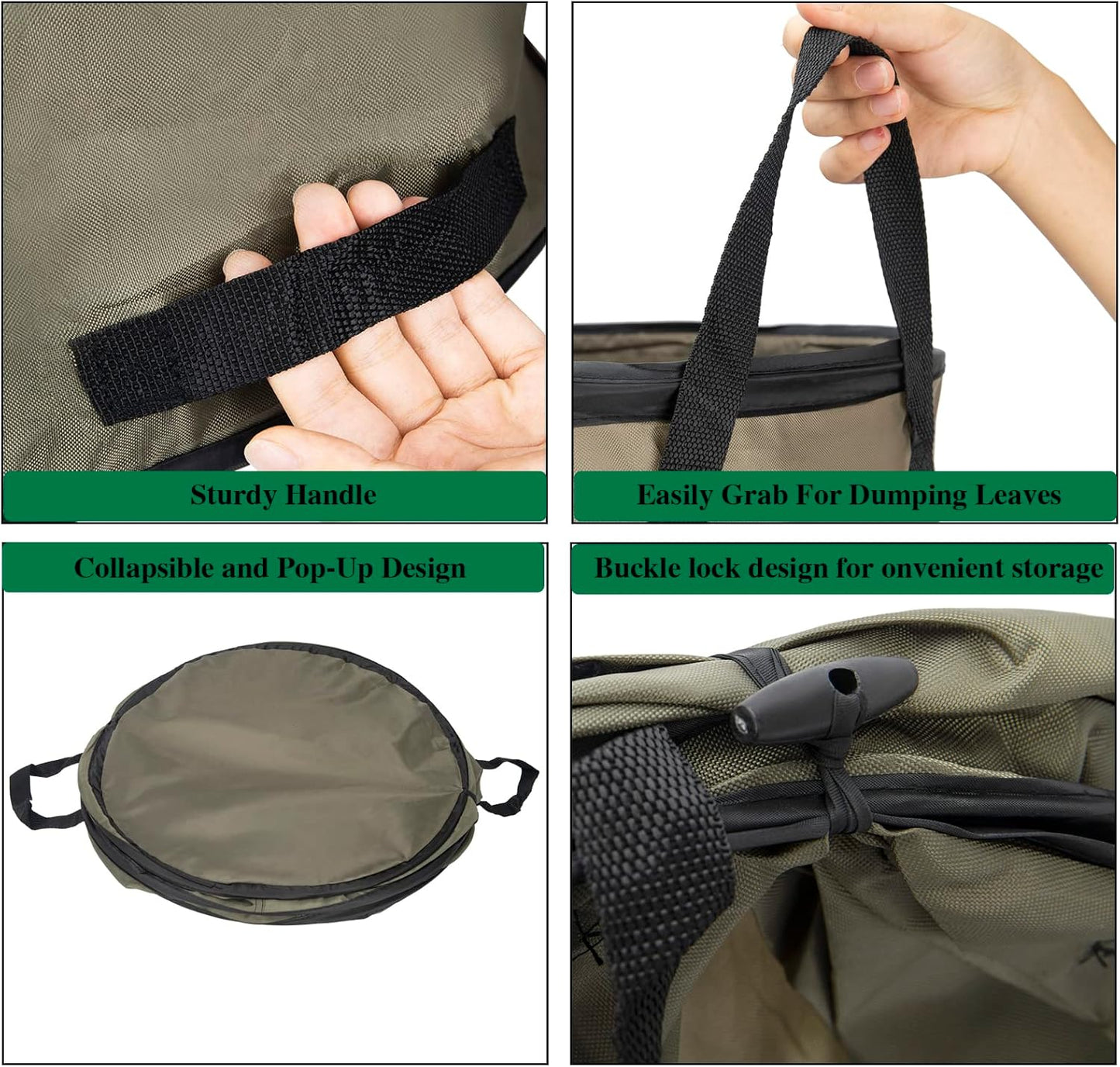 Collapsible Lawn and Leaf Bag Pop-Up Trash Can/Recycle Bin Leaf Waste Bag Outdoor Leaf Bin, 30 Gallon Collapsible Garden Bag for Lawn Yard Garden Camping with Handle(2 Pack)