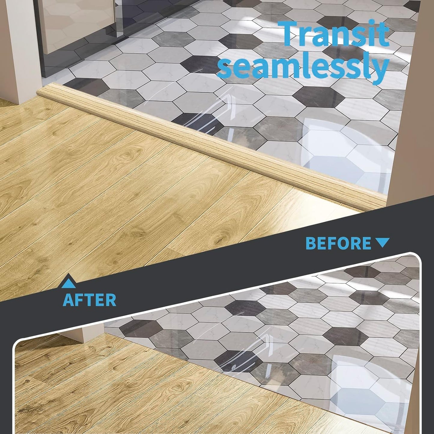 Art3d Self Adhesive Vinyl Transition Strip, Laminate & Tile Floor Divider, Carpet Threshold - 10 FT, 1.57in, Aspen Yellow