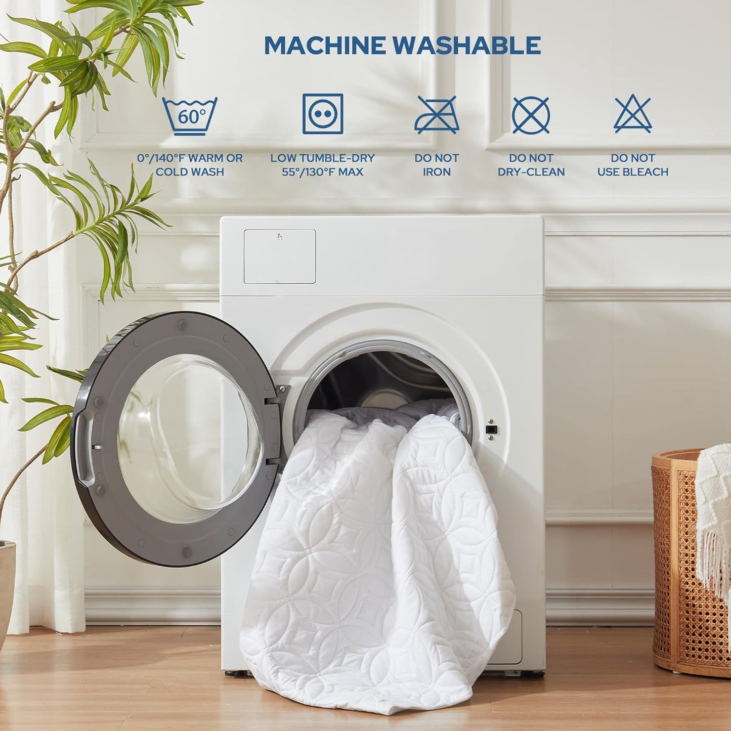 BEDLORE Waterproof Mattress Protector, King Size Noiseless Mattress Pad with Deep Pocket 6"-18" Depth, Soft Breathable Bed Mattress Cover Washable for Home, Bedroom, Hotel (White)