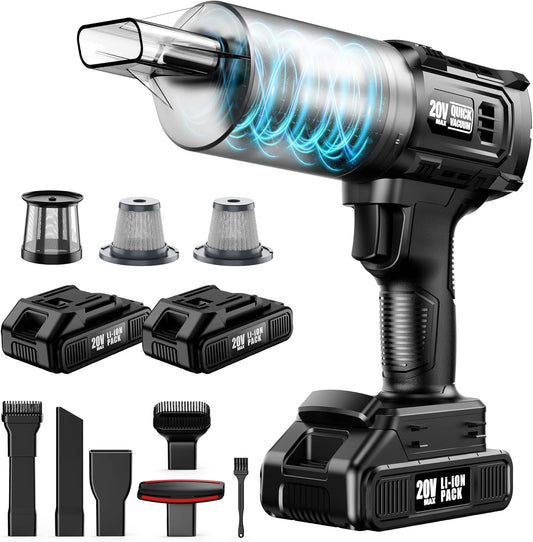 Handheld Vacuum Cleaner Cordless- 35000PA Strong Suction for Car & Home, Car Vacuum Portable Rechargeable Lightweight for Pet Hair with HEPA Filter, Quick Clean in Office/Desk/Couch (Black)