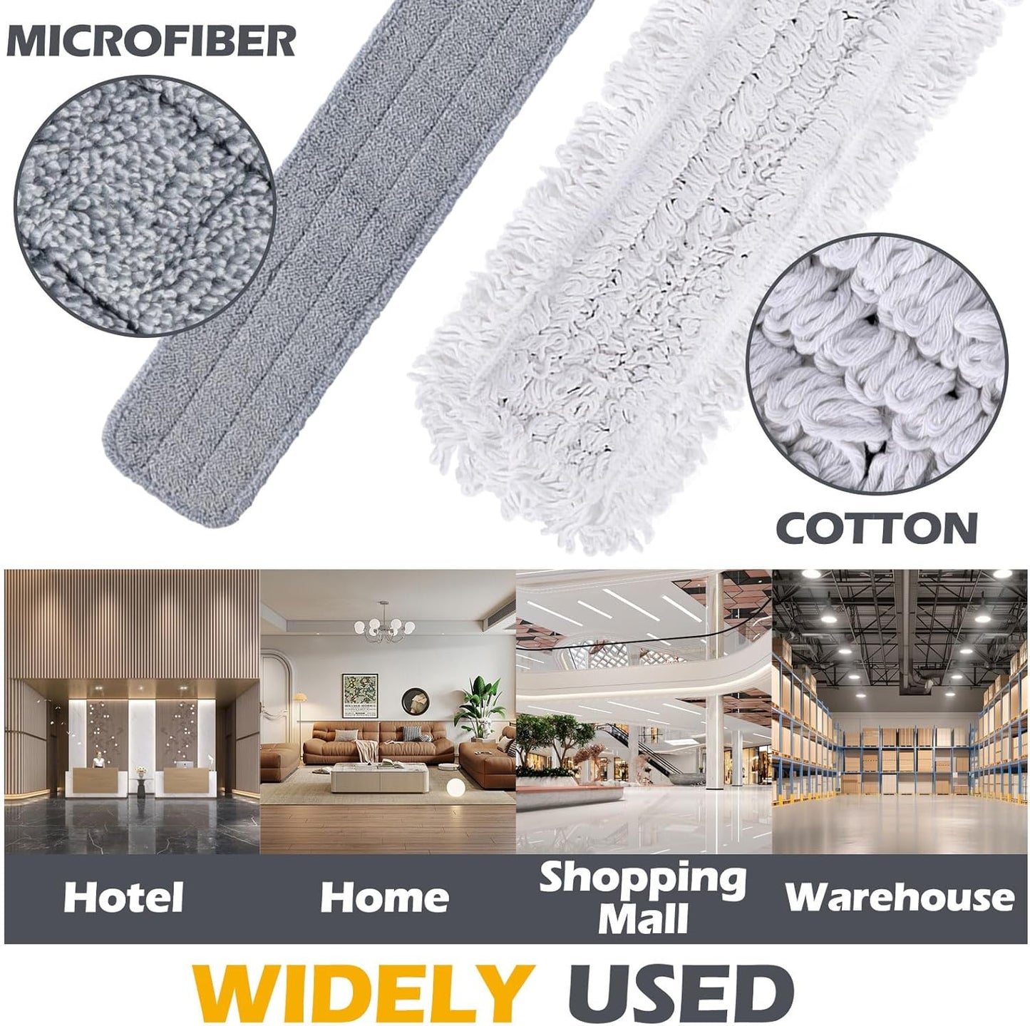 MASTERTOP Commercial Mop, 36'' Large Dust Mop,Heavy Duty Industrial Push Mops with 3 Reusable Microfibre Pads & 62'' Adjustable Handle for Home,Hotel,Mall,Warehouse