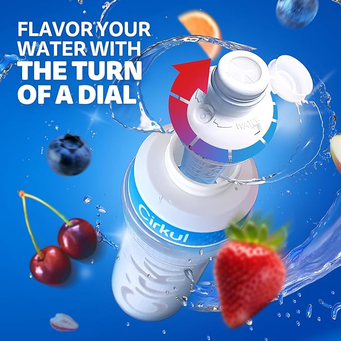 Cirkul 22oz. White Plastic Grip Squeeze Water Bottle & Sport Lid, BPA-Free, Non-Slip Design for Gym, Biking & Sports