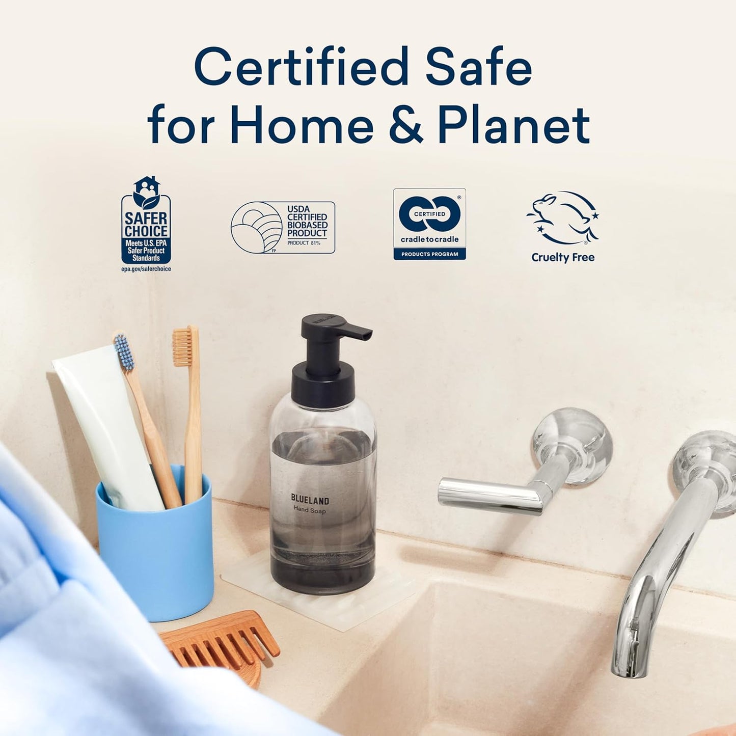 BLUELAND Foaming Hand Soap Refill Tablets, 10-Pack, Lavender Eucalyptus Scent, Eco Friendly Cleaning Products, 10 x 9 Fl oz