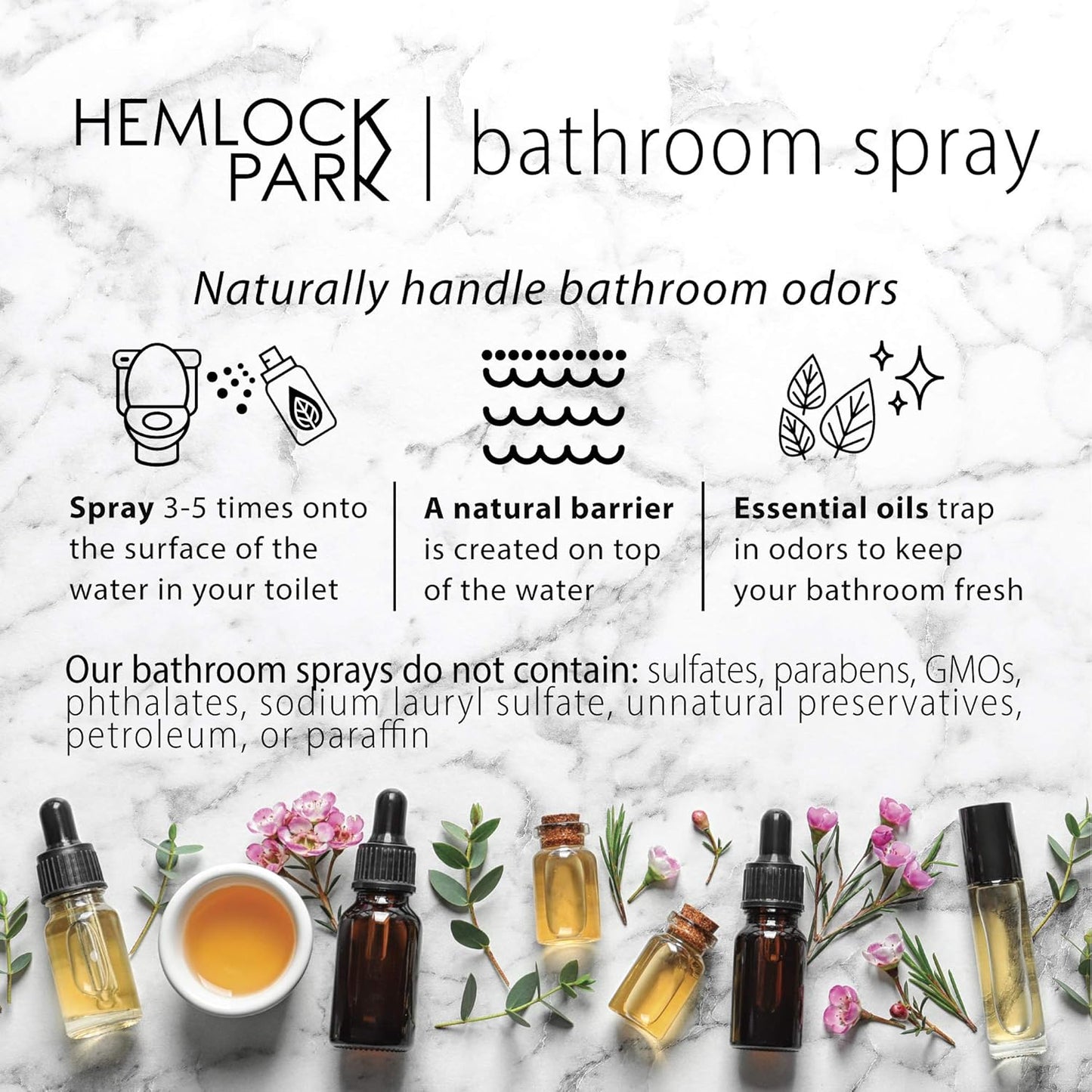 Hemlock Park Sea Salt Orchid Room Spray | Naturally Scent Your Space | Sustainably Made in USA with Essential Oils and Botanicals | 4 oz Glass Spray