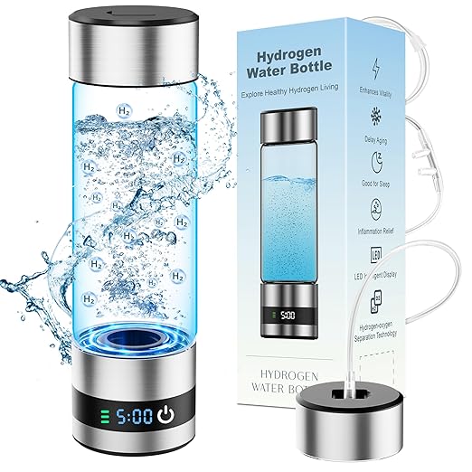 snawowo Glass Hydrogen Water Bottle Generator 16oz/460ml- 2500+PPB Concentration SPE/PEM Technology - Enhanced Vitality Improving Health |Food-grade |LED Display |Type-C Charging for Daily Use or Gift