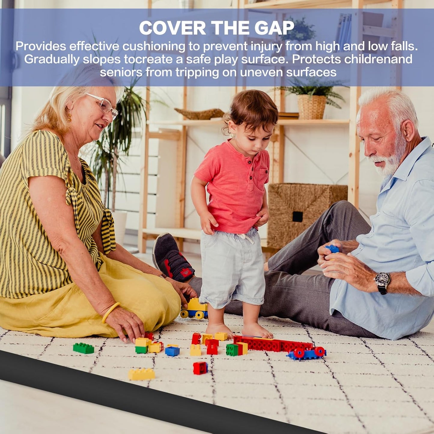 Floor Transition Strip Vinyl Door Threshold Ramp Self Adhesive Carpet Edging Strip Doorway Edge Trim, Overlap Edge Reducer for Laminate Carpet, Floor, Tile (Black, 2/5" to 3/5", 10Ft)