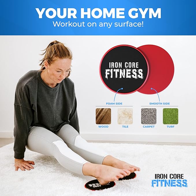 Multi Pack Core Sliders for Working Out, Dual Sided Exercise Gliding Discs (2 pack, Black & Red sets) for Use on All Surfaces, Gym & Home Total Body Workout Equipment, Great for Group Fitness Training, Gliders in Bulk for Workout