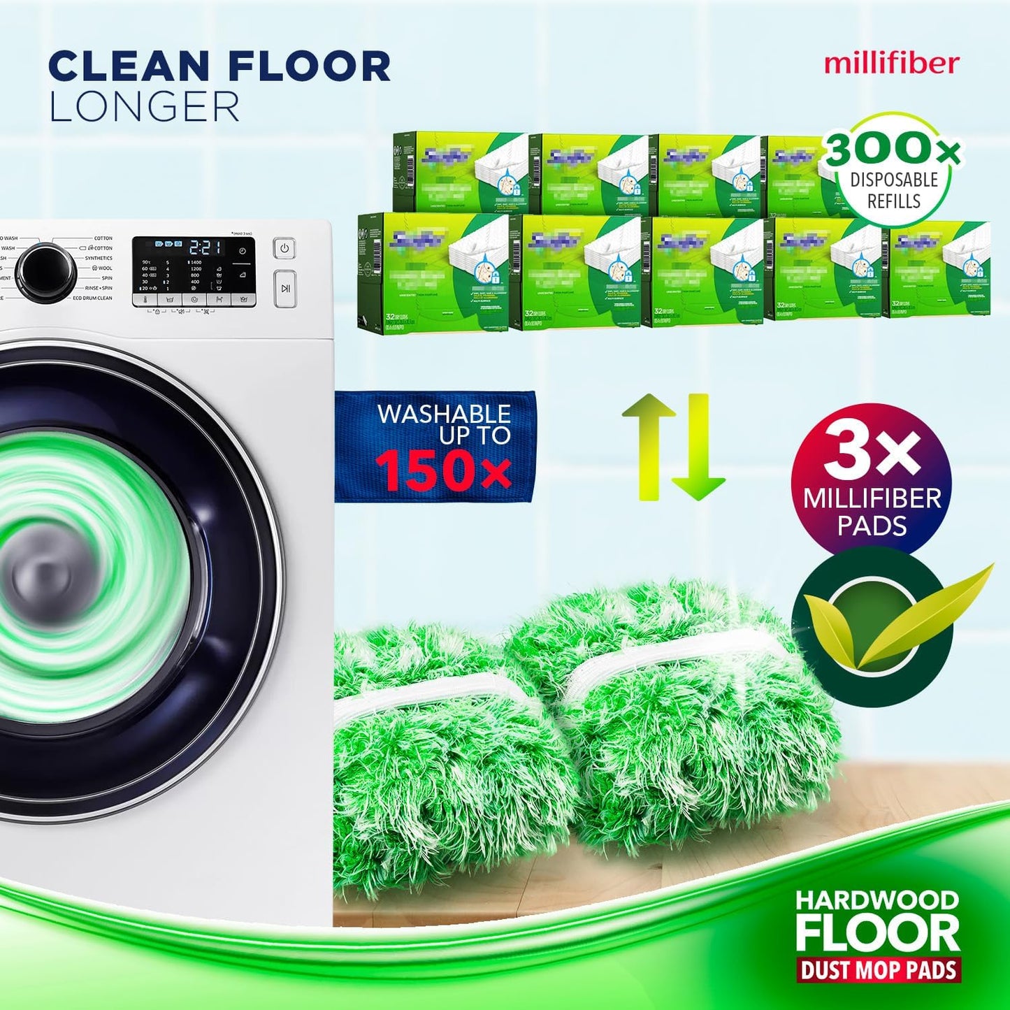 Floor Duster Refill 15x8 Inches - Pet Heavy Duty Duster Refill Compatible with All 15x8 Mop Heads, 3-Pack (Mop is Not Included)