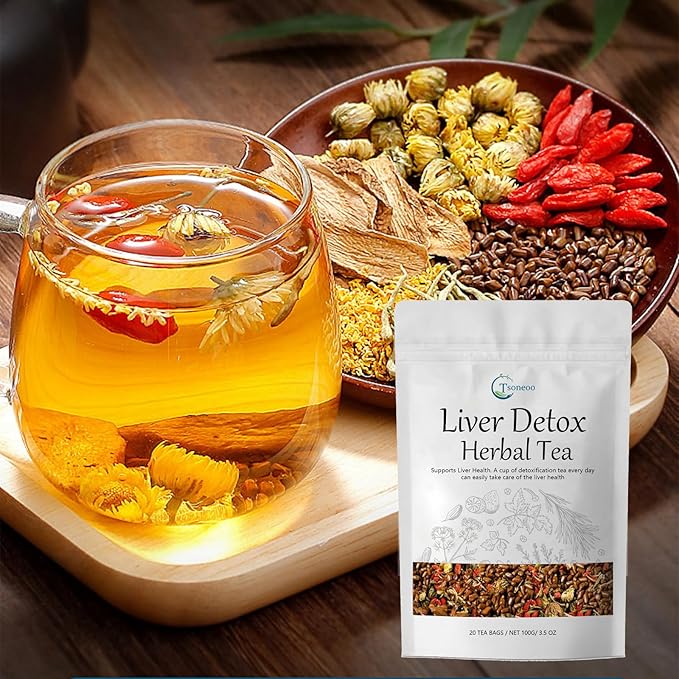 Liver Detox Herbal Tea | 20 Tea Bag，aids digestion，Caffeine-free, nine natural ingredients including milk thistle, chrysanthemum, cassia seed, etc. (2pcs)
