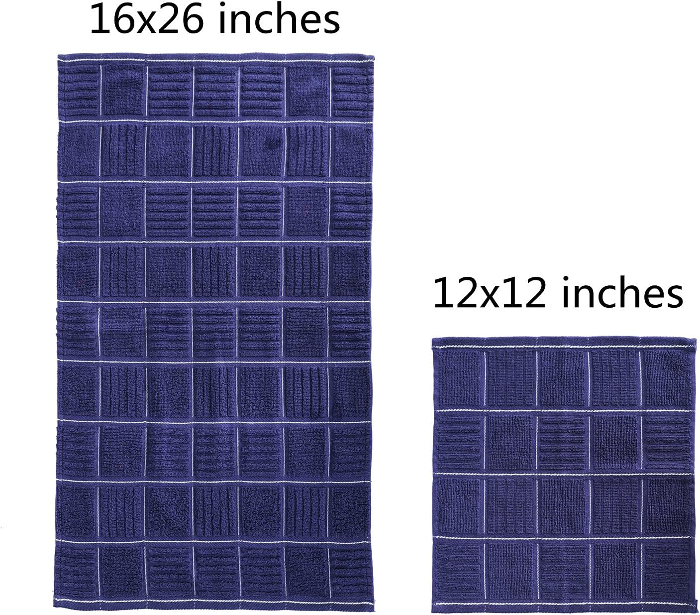 Glynniss Kitchen Towels and Dishcloths Set, Four Dish Towels 16x26 Inches, Four Absorbent Dish Cloths for Washing Dishes 12x12 Inches, Cleaning and Drying for Everyday Use Pack of 8 (Blue)