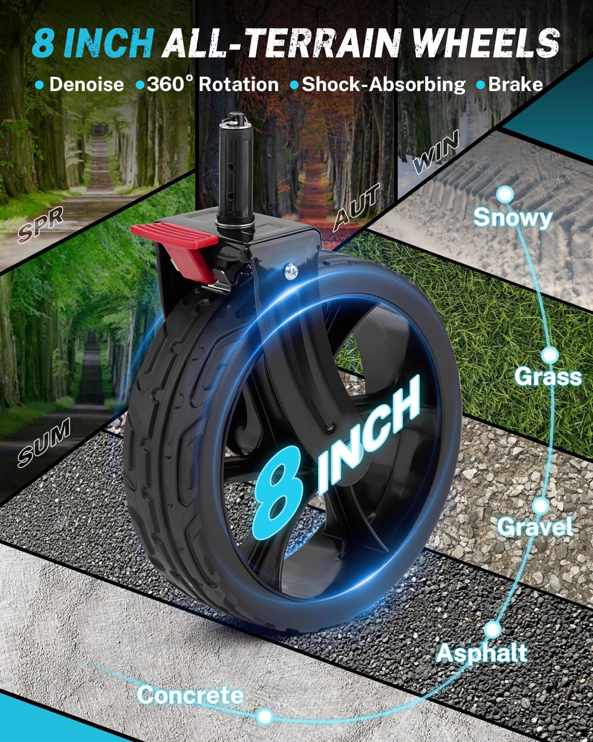 Gonex 48''L Collapsible Foldable Heavy Duty Oversized Wagon with 440lbs Weight Capacity, 300L Folding Large Utility Garden Grocery Shopping Cart with 8" H All-Terrain Wheels & 2 Drink Holders - Black