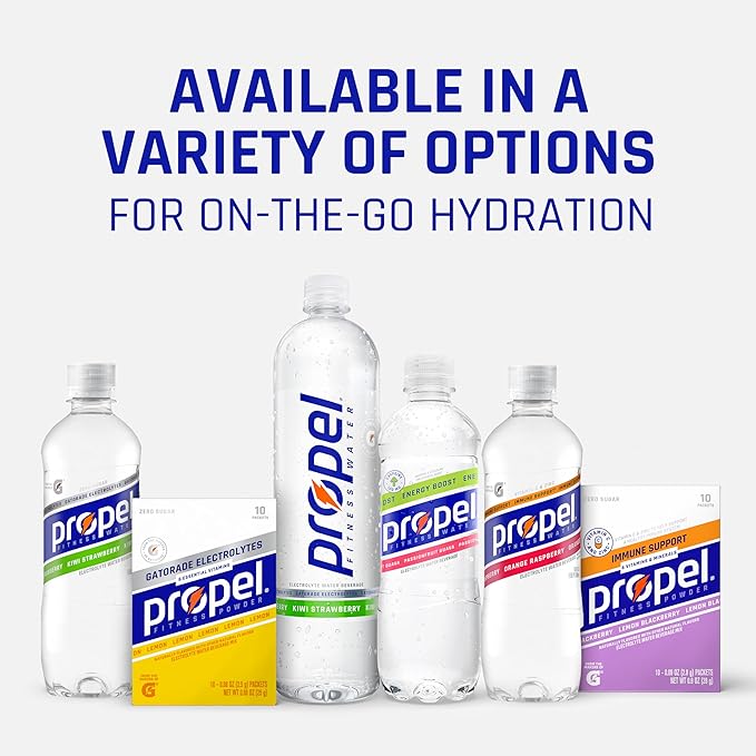 Propel Electrolyte Enhanced Water Sports Drink, Strawberry Lemonade Flavored Water, Zero Calorie & Zero Sugar Hydration with Electrolytes and Vitamins C & E, 16.9 fl oz Water Bottles (12 Pack)
