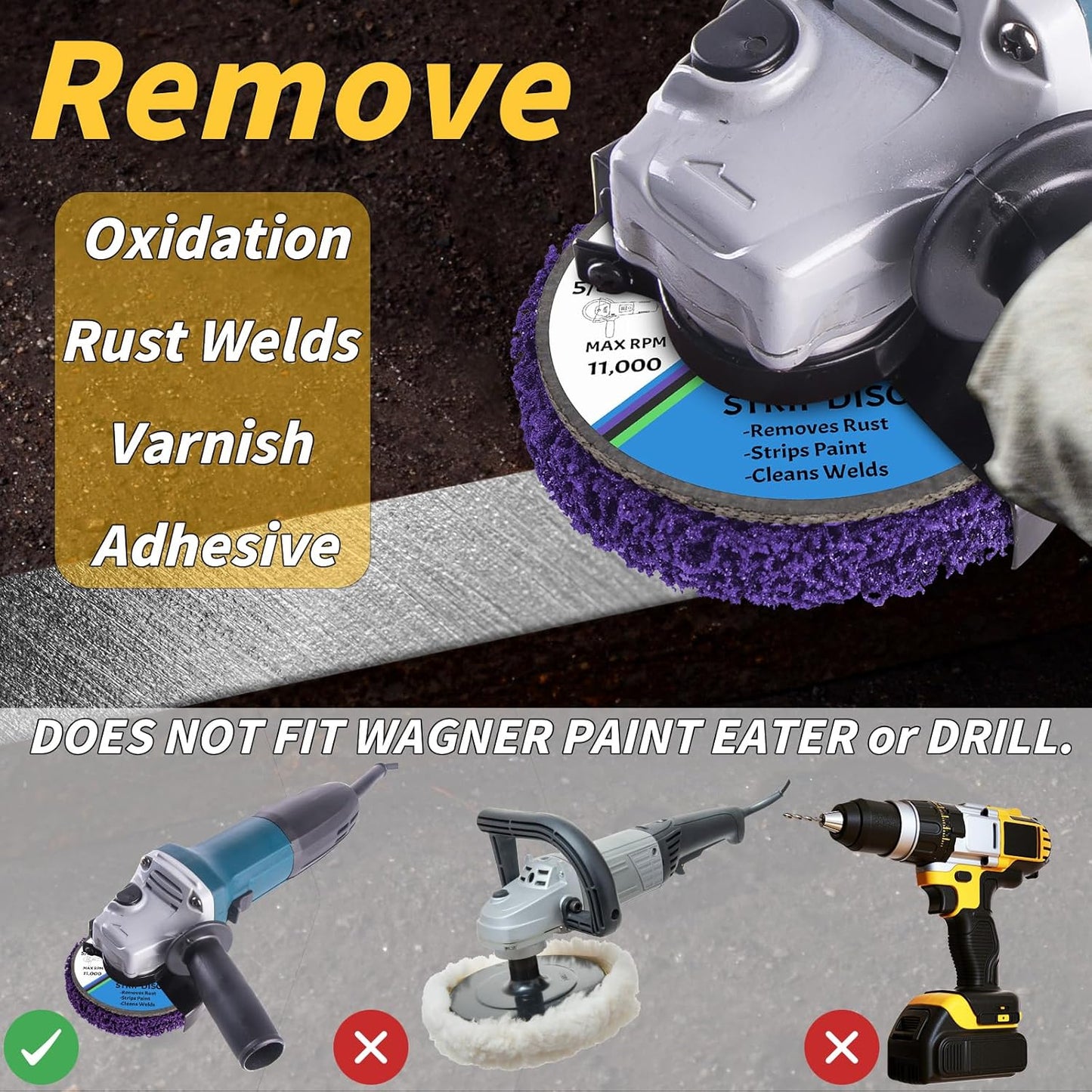 20 Pcs 4" x 5/8" Strip Discs Bulk, Paint Stripping and Rust Removal Wheels for Angle Grinders, Abrasive Grinding Discs for Metal, Wood, and Fiberglass, Purple