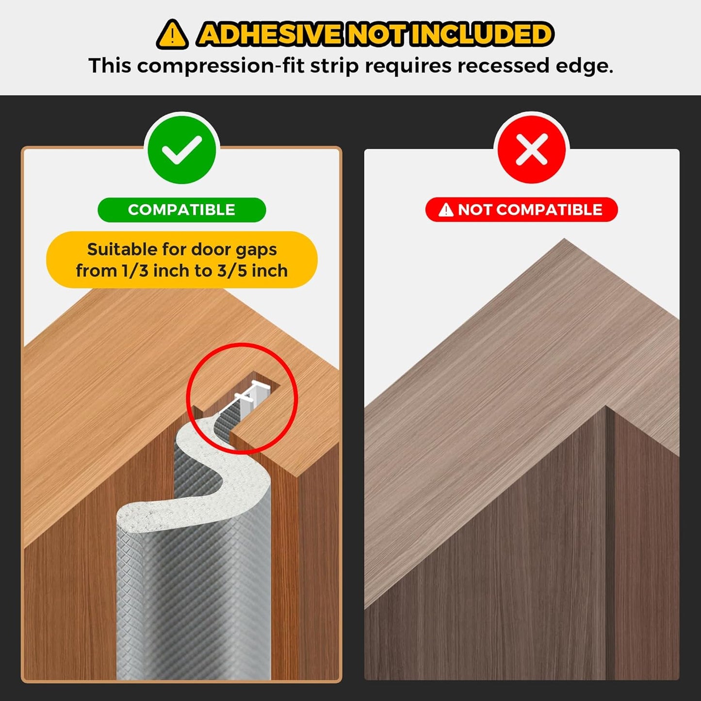 Weather Stripping Door Seal Strip Soundproof Q Foam Tape, Exterior Door Insulation Strip for Large Gap, Easy to Install(Grey, 19.8FT)