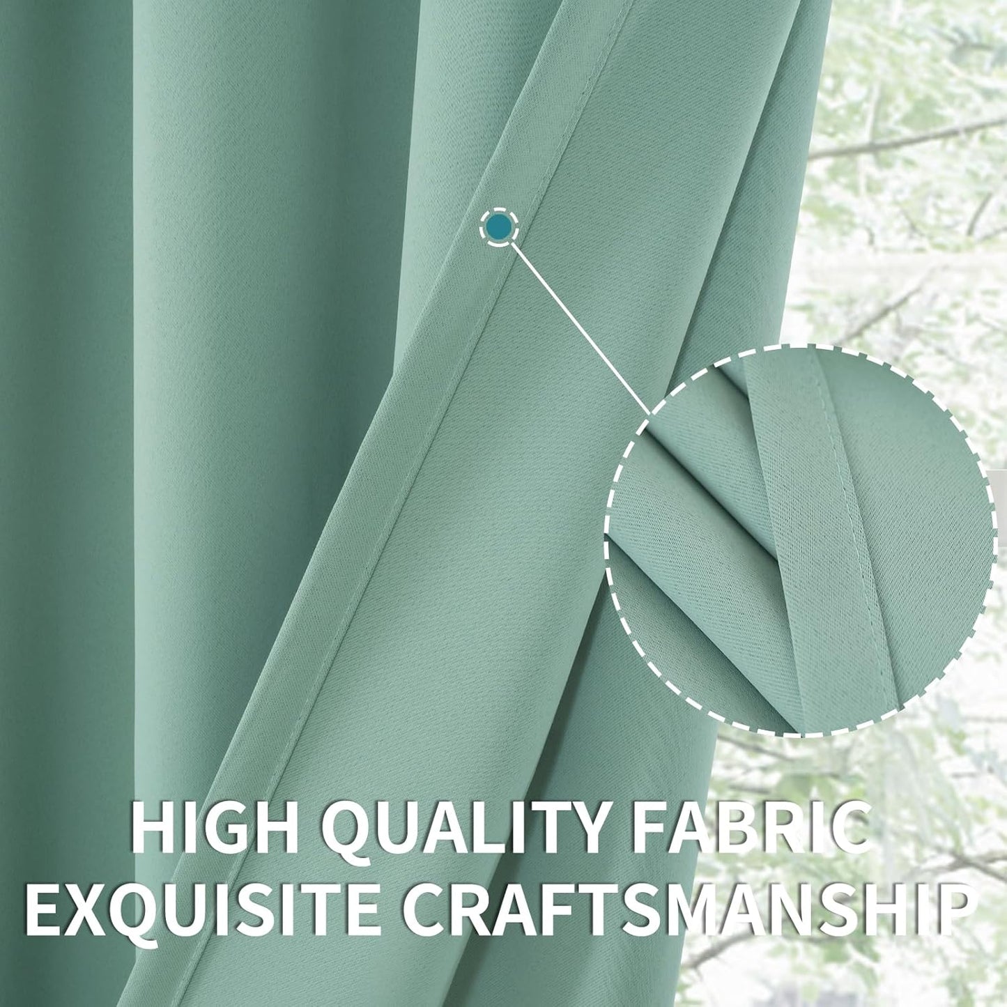 BGment Sage Green Blackout Curtains for Bedroom 48 Inch Length - Thermal Insulated Drapes with Rod Pocket Darkening for Kitchen Bathroom Living Room Window, 42 x 48 Inch, 2 Panels