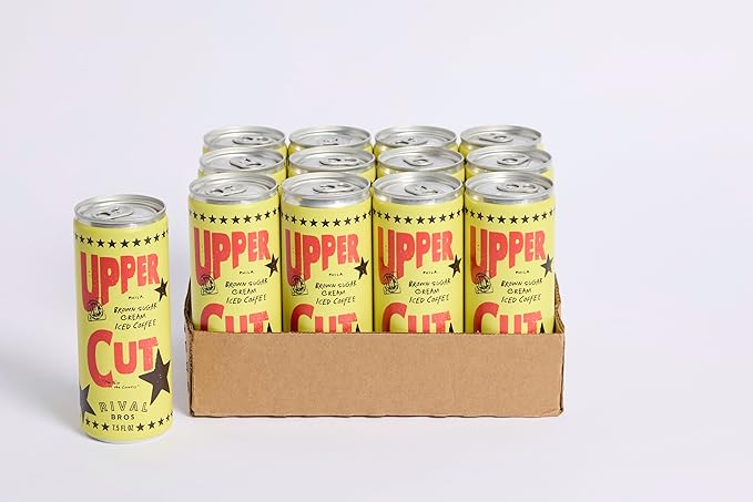 Rival Bros Upper Cut Ready to Drink Iced Coffee, Brown Sugar Cream Flavored, 7.5 Fl Oz, 12 Count, Perfect for On-the-Go, 111mg Caffeine, Easy to Drink Canned Coffee