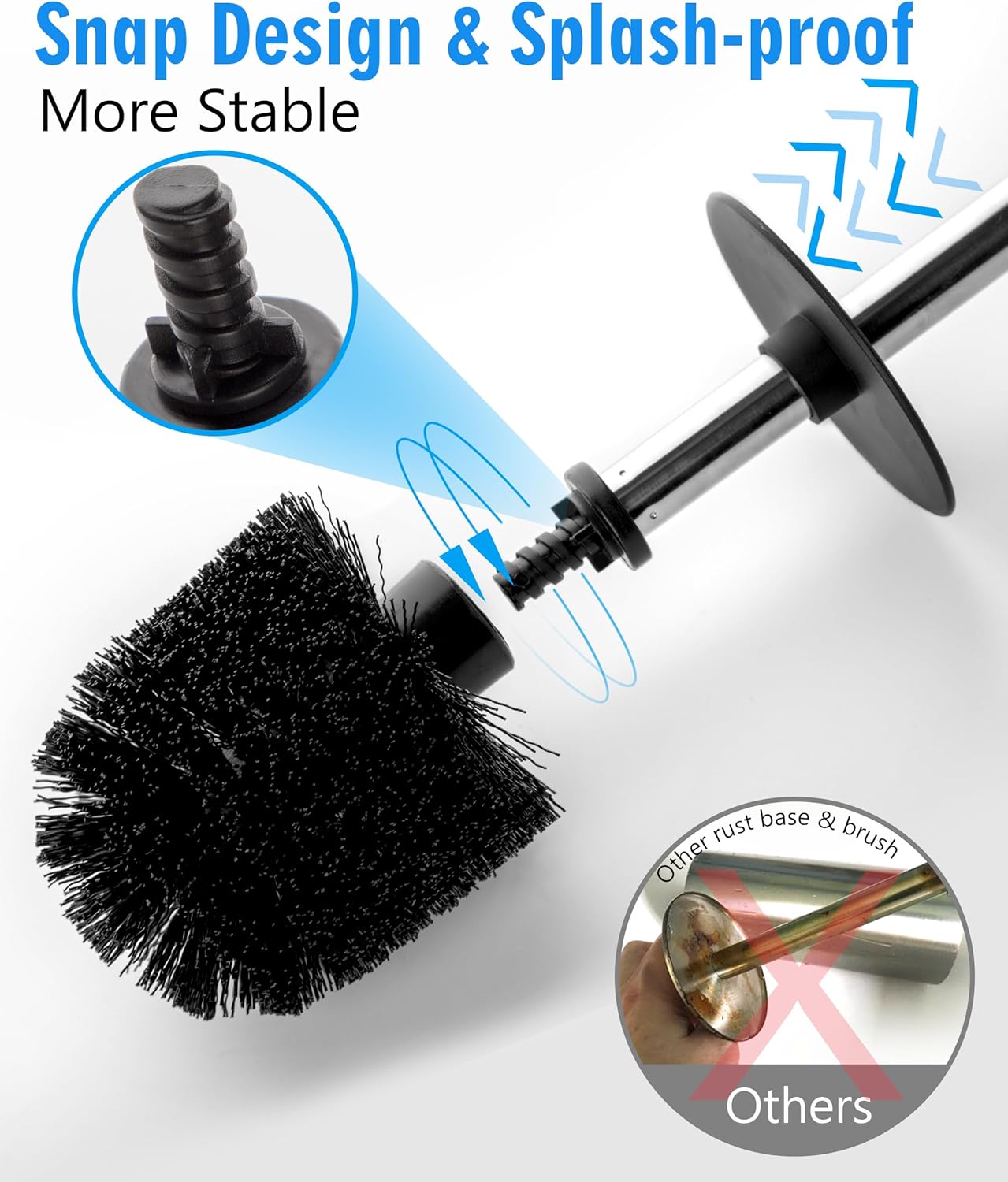 2 Pack Toilet Bowl Cleaning Brush Set for Bathroom, No Assembly and No Scratching Toilet Bowl, 304 Anti-Rust Handle