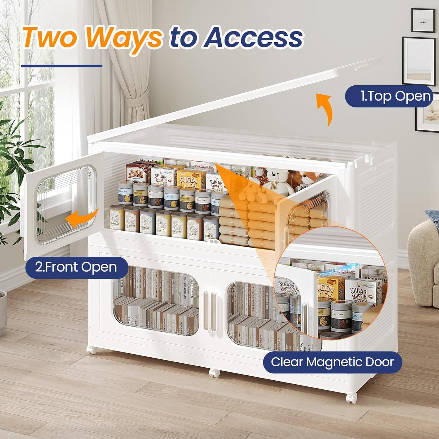 250GAL Extra Large Storage Bins with Lid, 1000QT Storage Bins with Wheels, Folding Closet Organizer, Stackable Collapsible Plastic Storage Containers for Home, Office, Dorm, 5Pack White