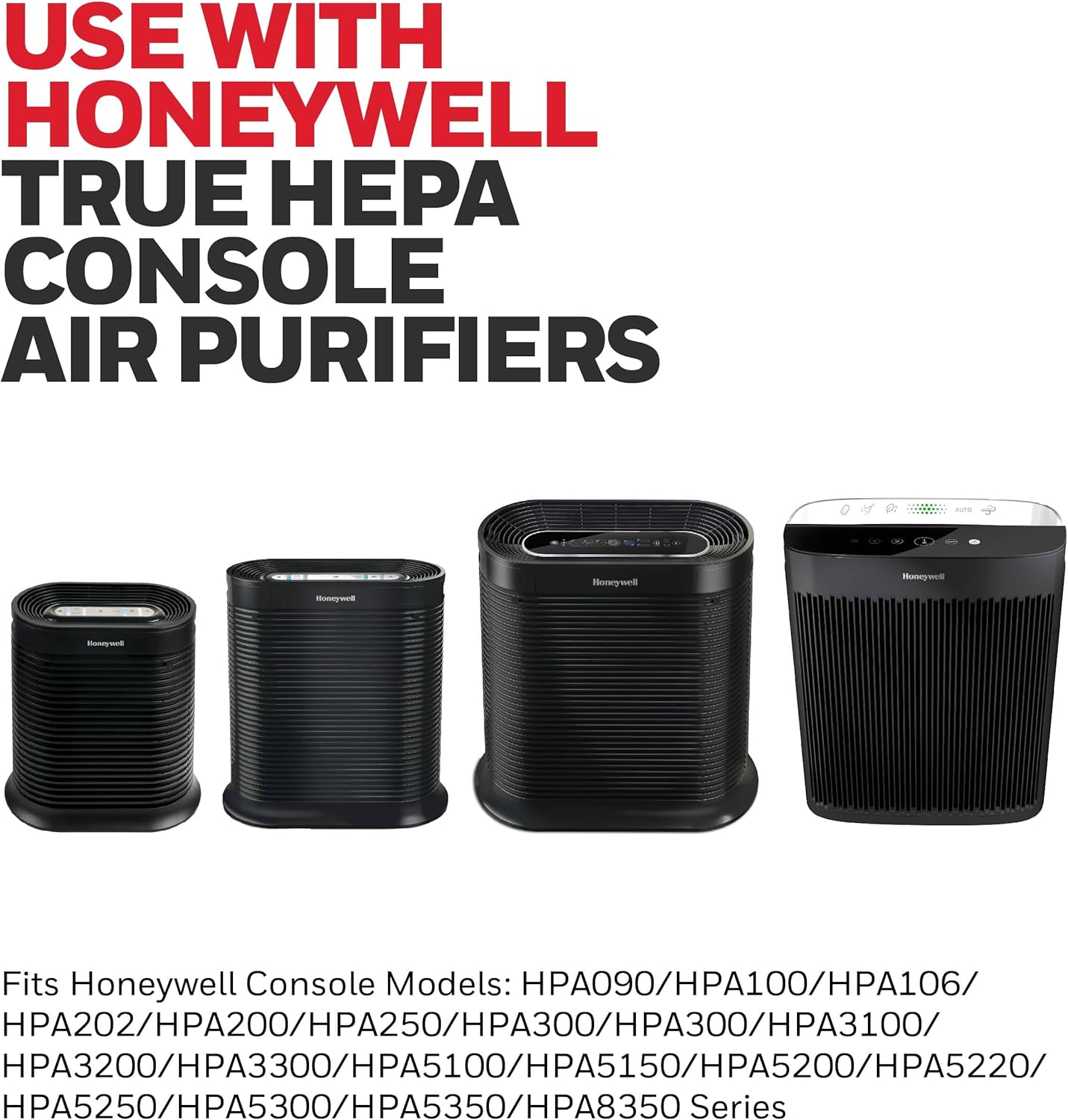 Honeywell HEPA Air Purifier Filter R, 2-Pack for HPA 100/200/300 and 5000 Series - Airborne Allergen Air Filter Targets Wildfire/Smoke, Pollen, Pet Dander, and Dust