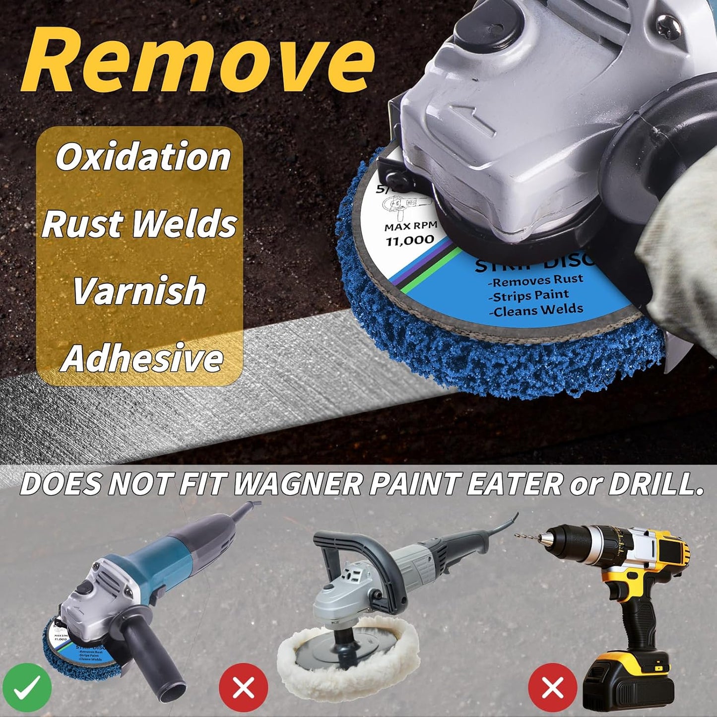 20 Pcs 4" x 5/8" Strip Discs Bulk, Paint Stripping and Rust Removal Wheels for Angle Grinders, Abrasive Grinding Discs for Metal, Wood, and Fiberglass, Blue+ Purple