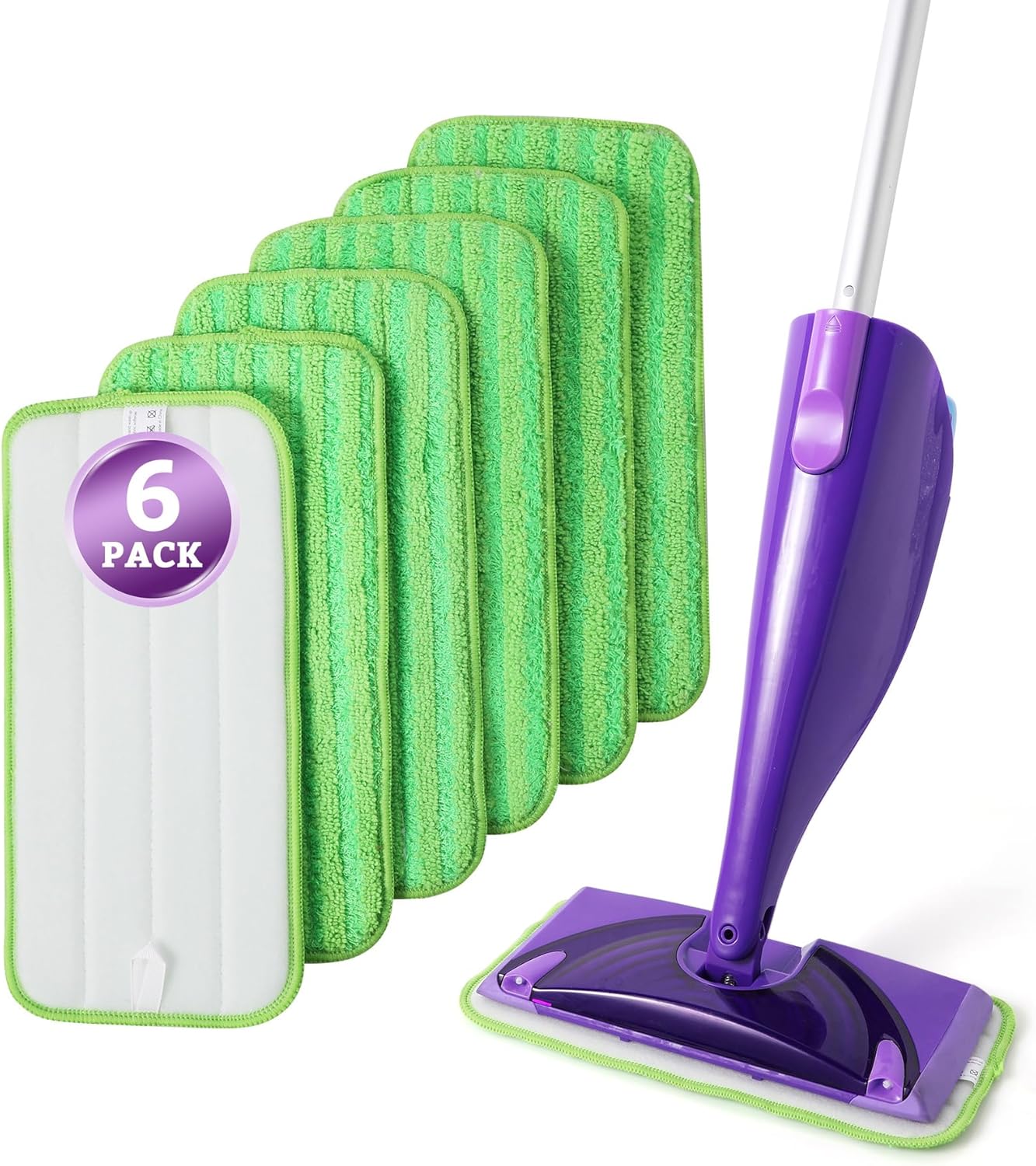 6 Pack Reusable Mop Pads for Swiffer WetJet, Washable Wet Mop Refills Replacement Pads Wet Dry Use for Floors