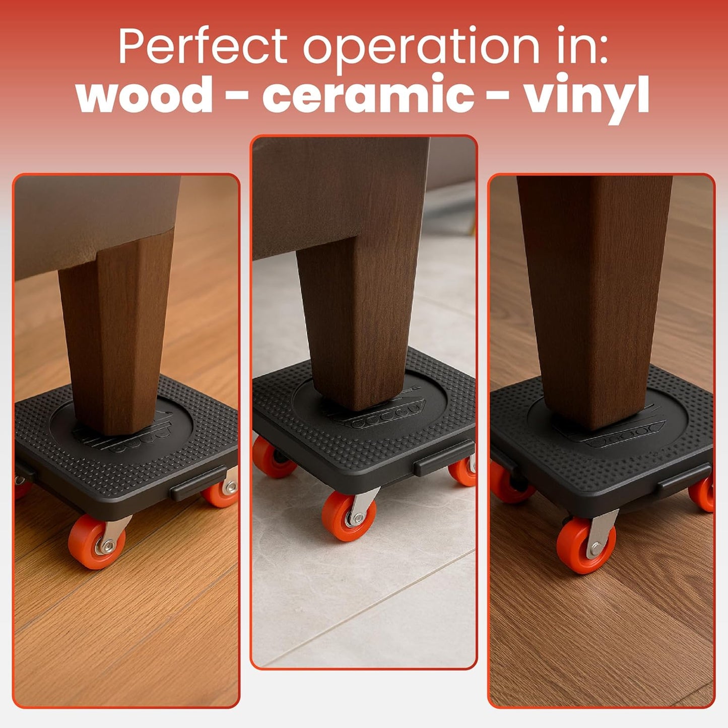 Heavy Duty Furniture Dolly Set with Lifter Tool and 5 Wheels - Capacity, 360° Rotating Wheels for Sofas, Refrigerators, and More (1200 LB)