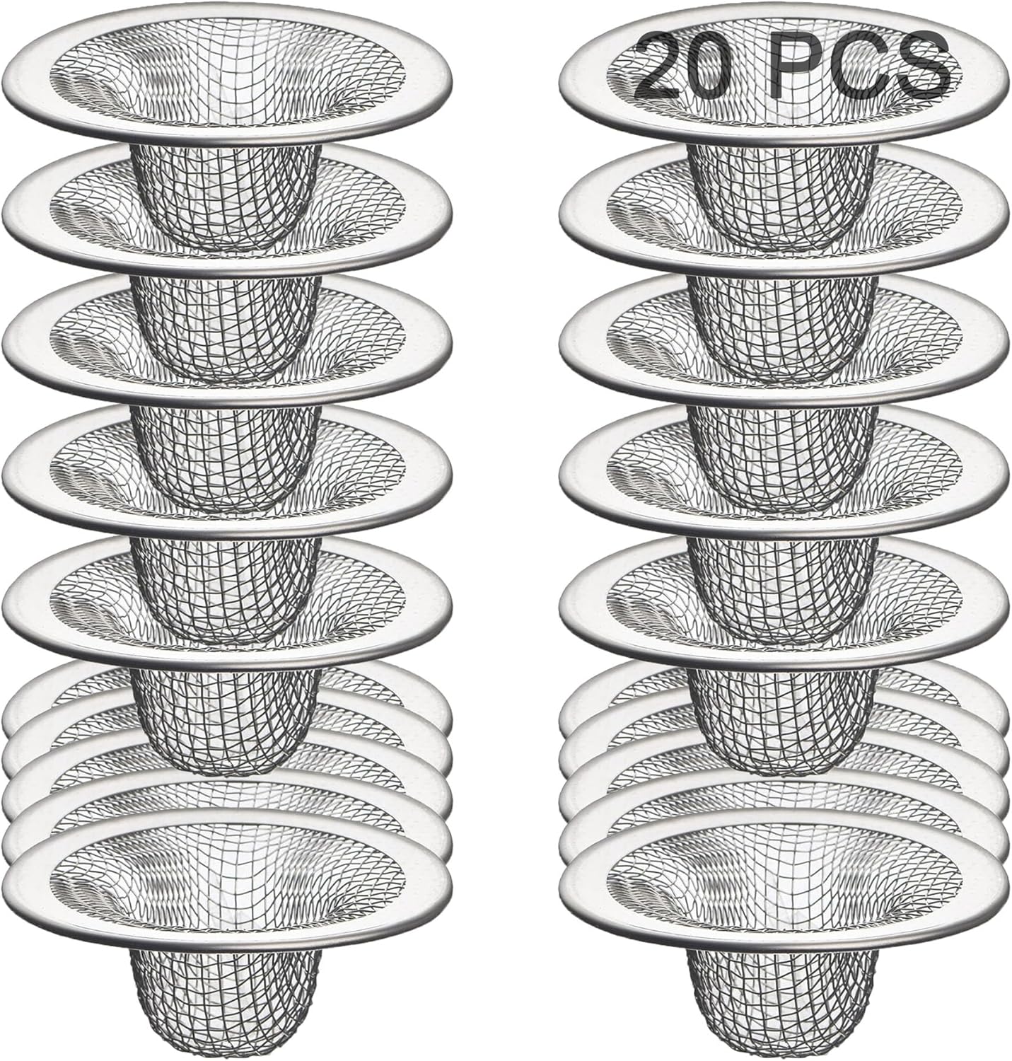 20Pcs Small Drain Mesh Basket, 2.125'' Bathroom Sink Drain Strainer Screen Mesh Sink Strainer Hair Catcher Drain Filter Cover for Bathtub Lavatory RV Laundry Shower Floor Utility Sink Drain