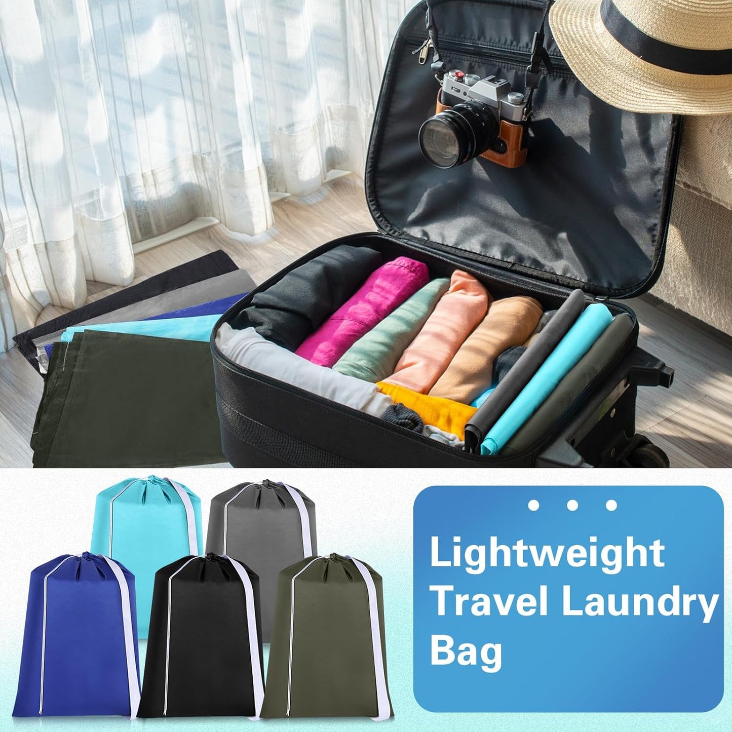 10 Pcs Nylon Extra Large Laundry Bag with Strap Travel Laundry Bags with Drawstring Closure Portable Cloth Bag for College Dorm Apartment Dwellers(Dark Color,28 x 40 Inch)