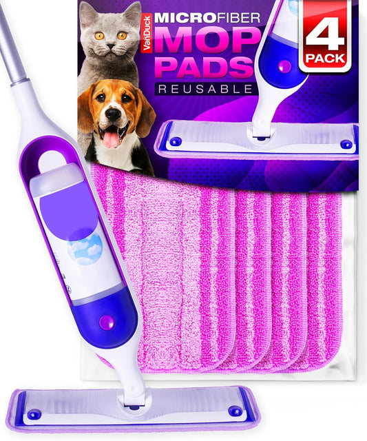 VanDuck Reusable Mop Pads Compatible with Swiffer PowerMop (4 Pack) - Multi-Surface Mopping Pad Refills for Hardwood Floor Cleaning