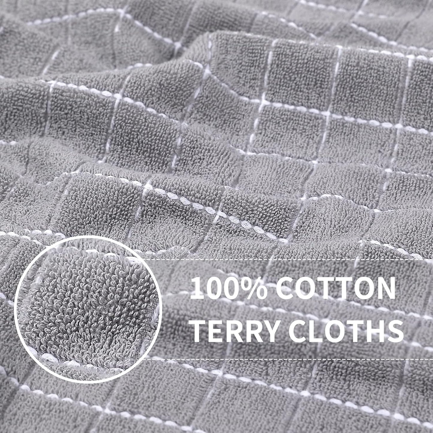 Homaxy 100% Cotton Terry Kitchen Towels(Mixed Color, 13 x 28 Inches), Checkered Designed, Soft and Super Absorbent Dish Towels, 6 Pack