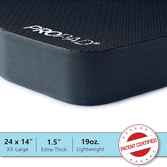 Thick Kneeling Pad, Garden Kneeler for Gardening, Bath Kneeler for Baby Bath, Kneeling Mat for Exercise & Yoga, Knee Pad for Work, Floor Foam Pad, Extra Extra Large (XXL) 24 x 14 x 1.5 Inches, Black