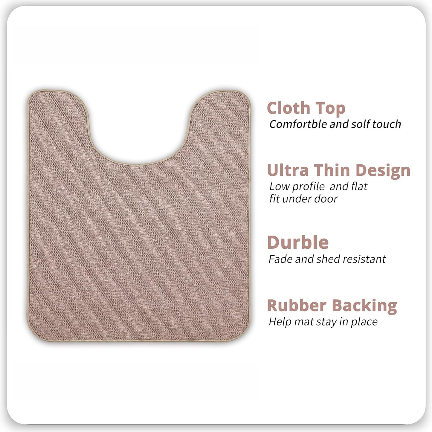 Toilet Rugs U Shaped Bathroom Rug,Machine Washable Non Slip Quick Dry Super Absorbent Ultra Thin Toilet Mats for Bathroom Toilet.Beige,1'8"x2'(20x24inch)