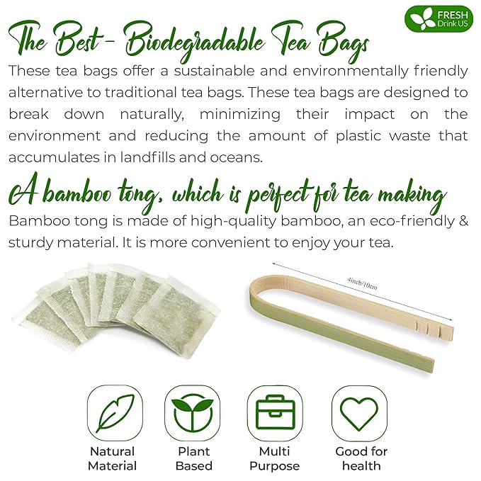 FreshDrinkUS, 55 Nettle Leaf Tea Bags, 100% Natural & Pure from Nettle Leaves. Loose Leaf Nettle Herbal Tea. Nettle Leaf Tea. No Sugar, No Caffeine, No Gluten, Vegan.