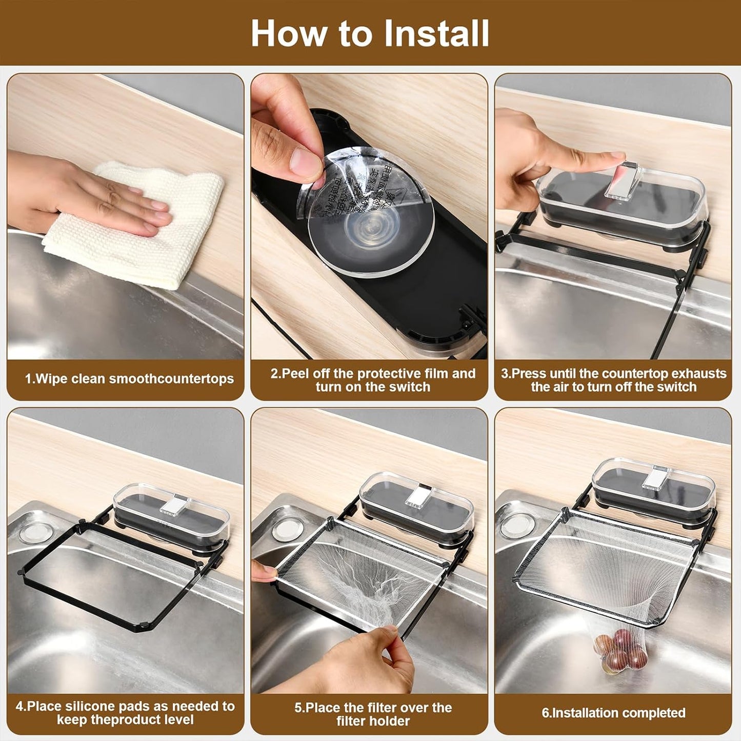 Kitchen Sink Drain Strainer Basket Holder - 50 Mesh Net Bags for Food Scraps, Kitchen Sink Food Catcher & Garbage Disposal Strainer (black)