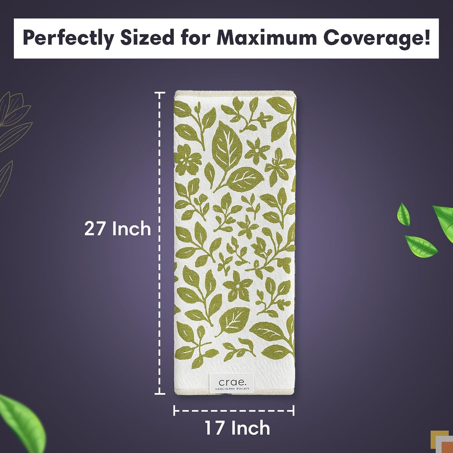 2 Double Sided Microfiber Hand Towels, 17x27 Inches Waffle Design Kitchen Towels Set, Durable & Soft Fast Drying Hand Wash Cloth and Dishcloth for Everyday Use at Home (Pat & Tricky- Green/Cream)