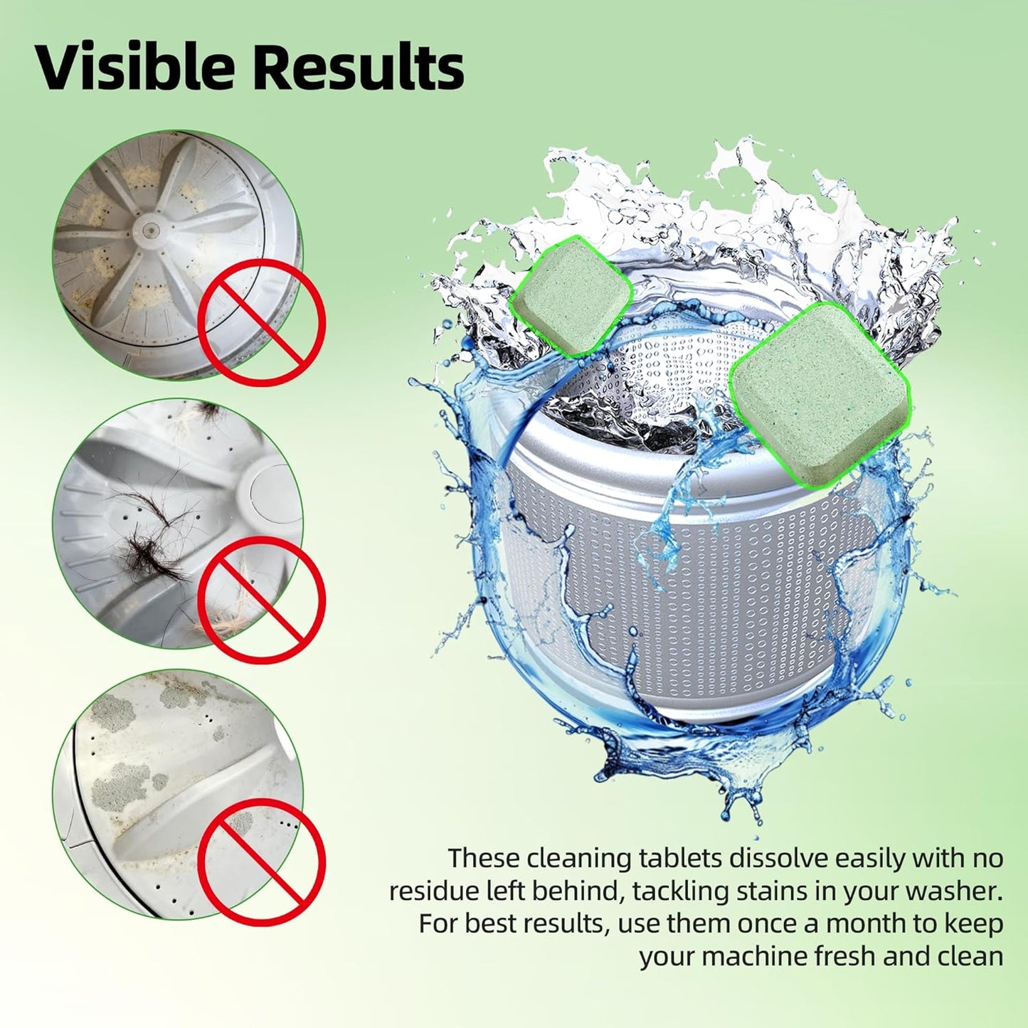 (30-Pack) Laundry Machine Cleaner, Washer Cleaner, for Front-Loaders, Top-Loaders, HE Machines, Easily Removes Residue, Septic Safe, Over a 12-Month Supply