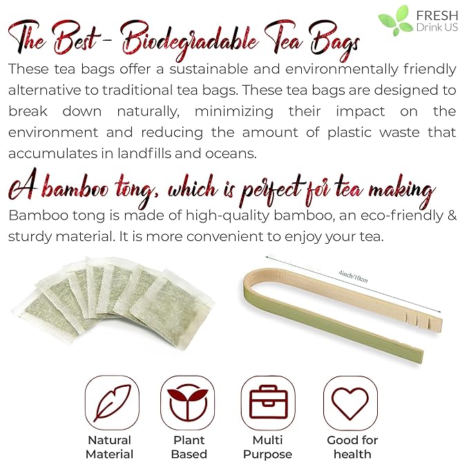 FreshDrinkUS, Premium Raspberry Leaf Tea with Chamomile – 135 Tea Bags | Naturally Caffeine-Free Herbal Blend | Soothing Floral Flavor | Premium Loose Herbal Tea in Natural Material Tea Bags