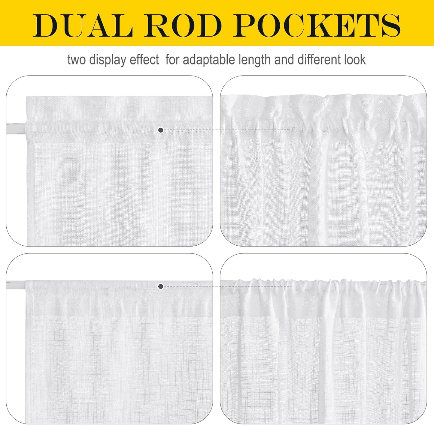 NICETOWN Linen Textured Door Curtain - White Sidelight Panel Curtain Semi Sheer French Front Door Curtain with Tieback for Kitchen, 30 inches W x 40 inches L, Single Panel