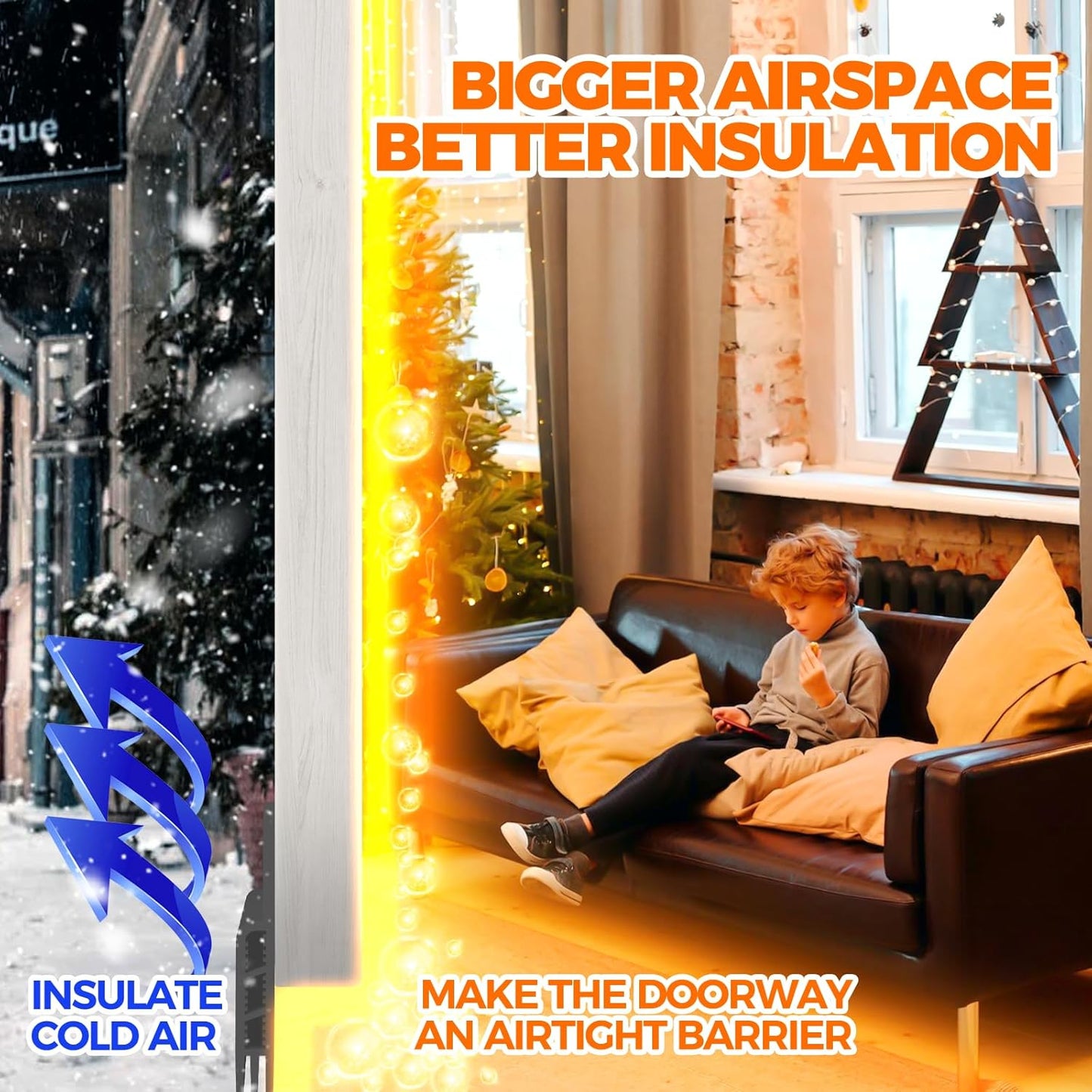 Holikme Door Draft Stopper Under Door Draft Blocker Insulator Door Sweep Weather Stripping Noise Stopper Strong Adhesive, Gray