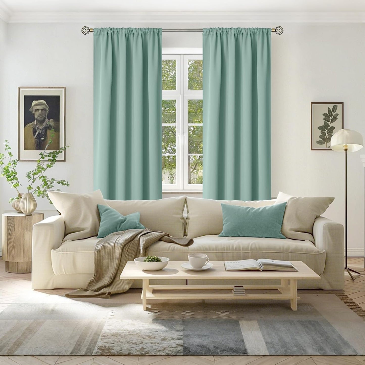 BGment Light Sage Blackout Curtains 84 Inches Long for Living Room - Rod Pocket Thermal Insulated Room Darkening Drapes for Bedroom Dining Privacy, 42 x 84 Inch, 2 Panels