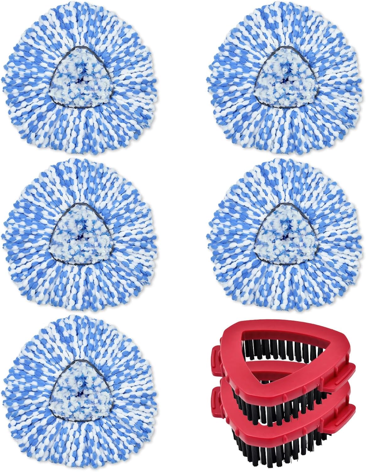 Mop Heads Replacements for Ocedar, 5 Pack Mop Replace Head for Ocedar RinseClean 2-Tank System, Spin Mop Replacement Head with 2 Scrubber Mop Head, Microfiber Mop Refills Deep Cleaning