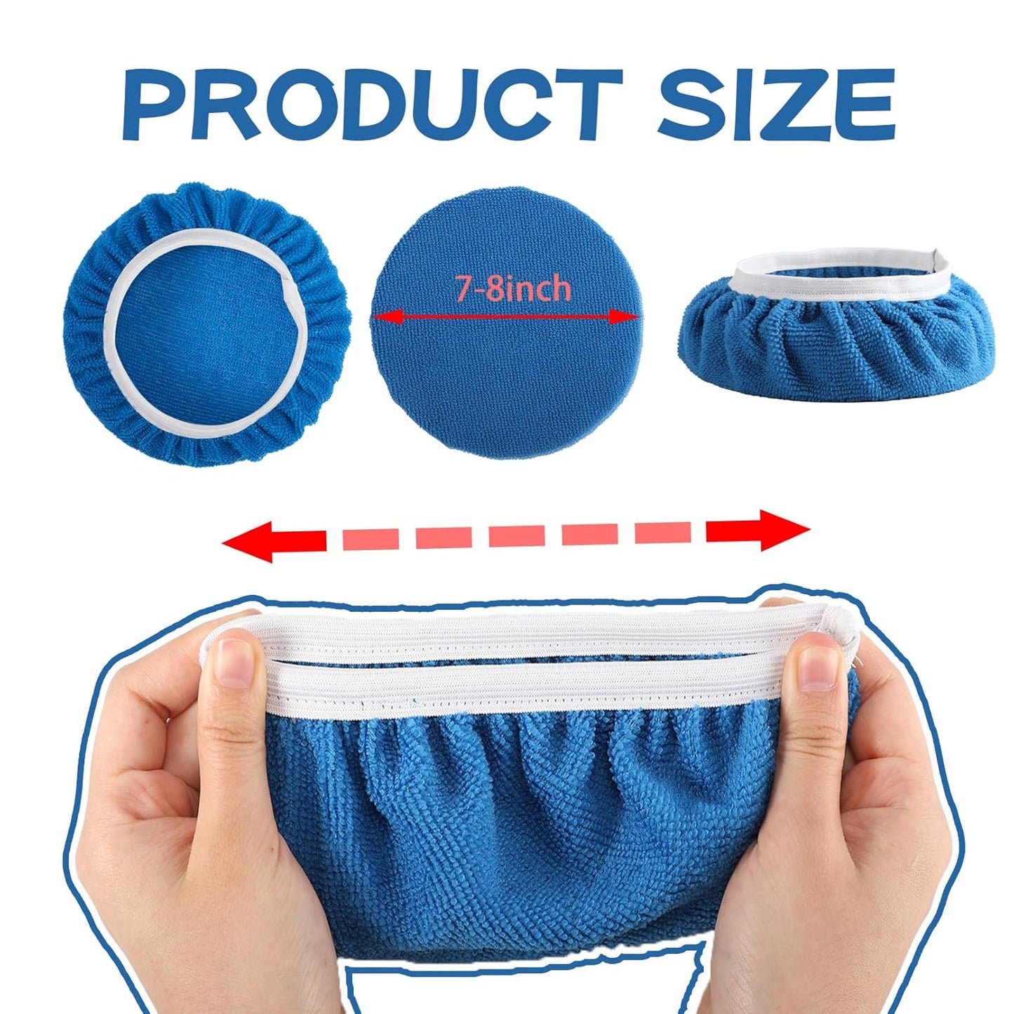 40 Piece Car Polisher Pad Set, Mix Pack of 24 Microfiber, 8 Non Woven, 8 Woolen Bonnets, 7-8 Inch, Dark Blue, Light Blue, White, Suitable for Metal, Bronze, Wood, Plastic