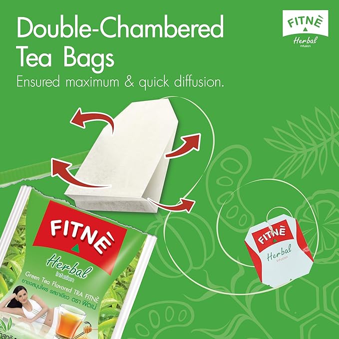 FITNE Green Tea Herbal Honey Lemon With Garcinia Senna Infusion Gentle Detox Cleanse High Antioxidant No Calories Stevia Sweetener, 15 Tea Bags