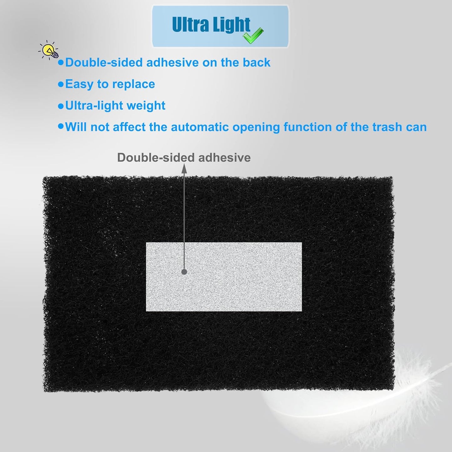 12-Pack Universal Stick-on Trash Can Odor Absorbing Filters, Activated Charcoal Purifying Deodorizer for Trash Cans, Compost Buckets, Countertop and Recycle Bins (Rectangle)