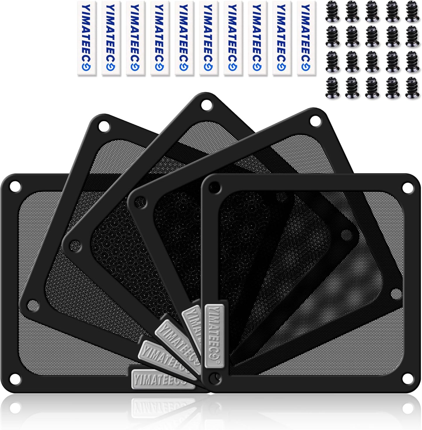 140mm PC Dust Filter for Computer Cooler Fan/PSU/Routers PVC 50 Mesh, Magnetic Dust Mesh Computer Fan Filter Grills with Screws Dustproof Case Cover (PVC V4.0, 140 * 140mm, 5pcs, Black)