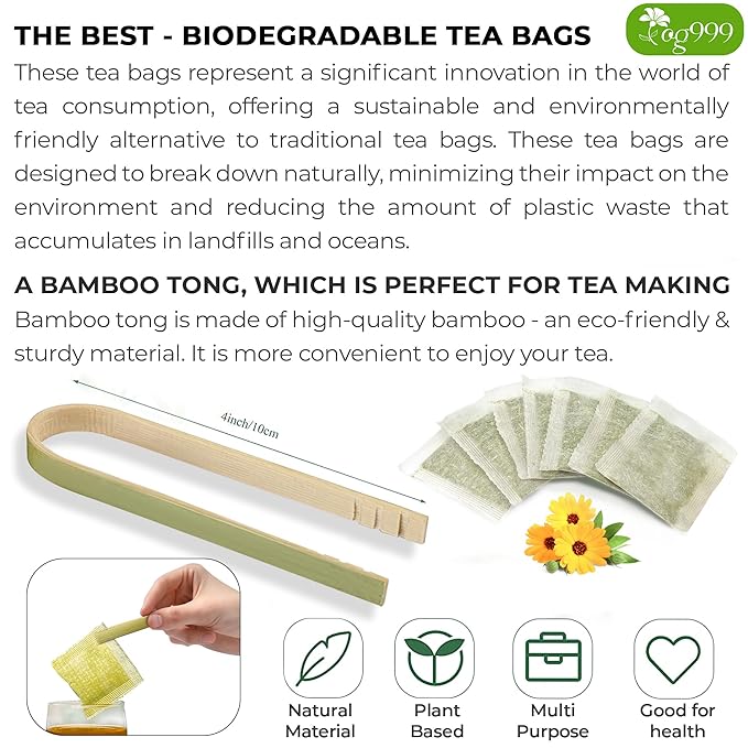 TOG999, Premium 30 Moringa Leaf Tea Bags, 100% Natural & Pure from Moringa Leaves. Loose Leaf Moringa Herbal Tea. Moringa Leaf Tea. No Sugar, No Caffeine, No Gluten, Vegan.