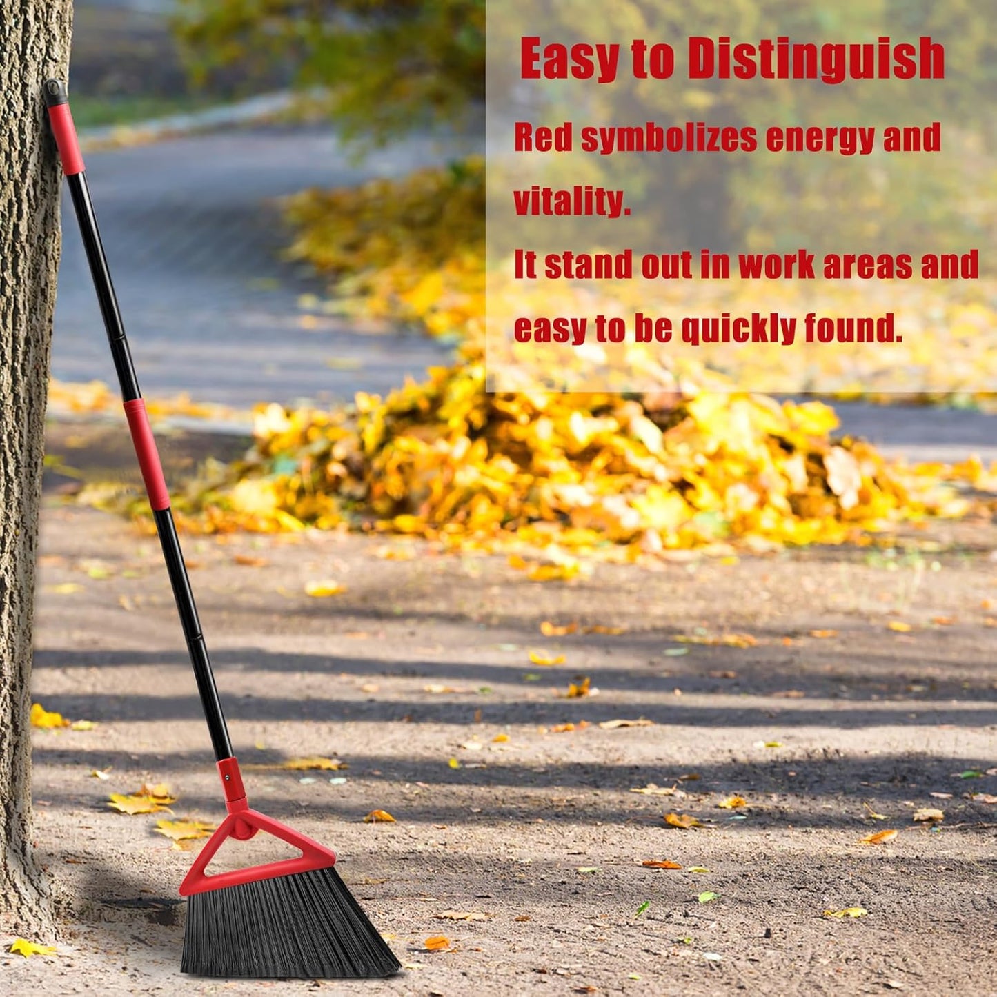 Heavy Duty Commercial Broom, Upgraded Angle Brooms for Sweeping Indoor and Outdoor, Perfect Red Broom of Kitchen, Garage, Industrial and Courtyard